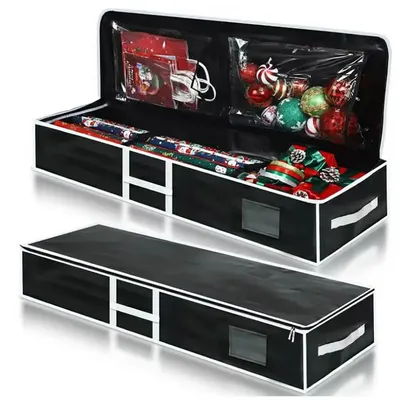 Christmas Tree Storage Bag Gift Wrapping Storage Box Durable Christmas Wrapping Paper Storage Bag Foldable Xmas Tree Organizer