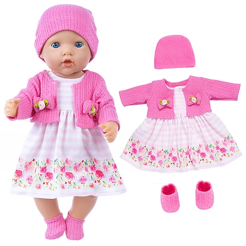 Realistische Reborn-Babypuppen-Kleidung 45 cm große Outfits Bekleidungsset Zubehör geeignet für Reborn-Babys und Neugeborene (OHNE PUPPE) Weihnachtsgeschenk
