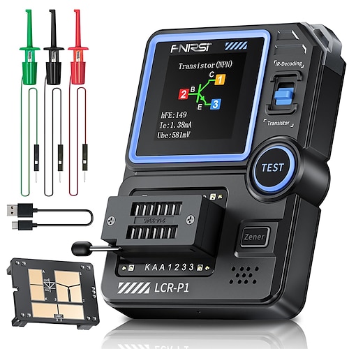 Transistortester Mosfet-Transistor-Kondensatortester Tester für elektronische Komponenten Diode Triode Zenerdiode Widerstand Induktivität Batterietest LCR-Meter Mos PNP NPN ESR-Meter Image