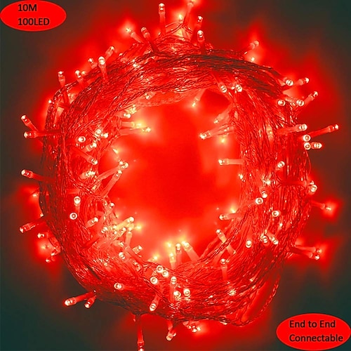 10m 33ft 100 LED Lichterkette Rot Indoor Outdoor Baum Hochzeitsfeier Schlafzimmer Wand Halloween Dekoration Image