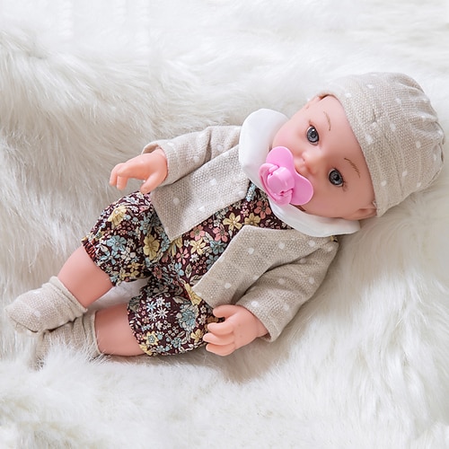 30cm/12 Zoll wiedergeborene Puppe realistische Babypuppe mit Set Mütze Socken Schnuller Weihnachtsgeschenk Festival Geschenk Image