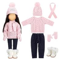 Weihnachtskleidung und Accessoires für 18-Zoll-Puppen, Winter-Puppen-Outfits-Set, Pullover, Hosen, Mützen, Schuhe für 18-Zoll-Puppen, Geschenke (ohne Puppe)