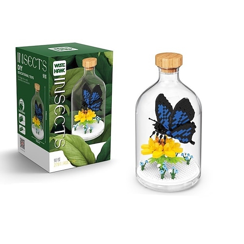 Ideen Insektensammlung Bau Set Entspannungsprojekt für Insektenliebhaber Schmetterling Libelle Biene Ausstellungsmodelle Käfer Bau Spielzeuge und Natur Dekor für Erwachsene Jungen Mädchen Image