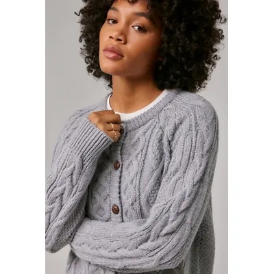 UO Grey Cable Knit Cardigan - Grey XS at Urban Outfitters
