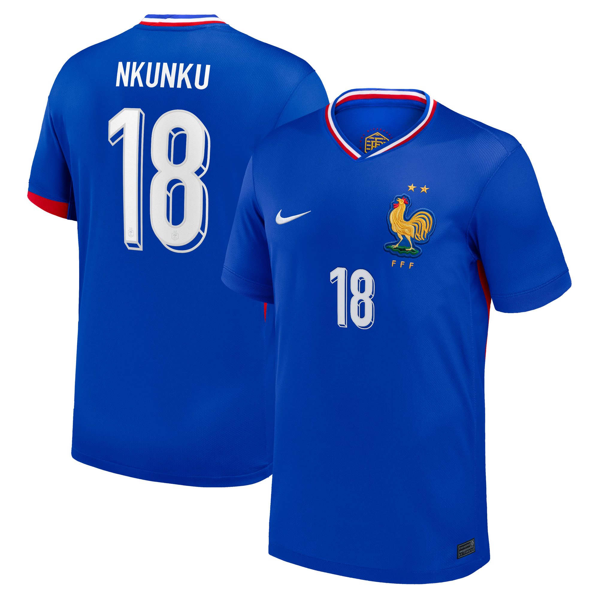 Frankreich Nike Stadium Heimtrikot 2024 - Kinder mit Aufdruck Nkunku 18 Image