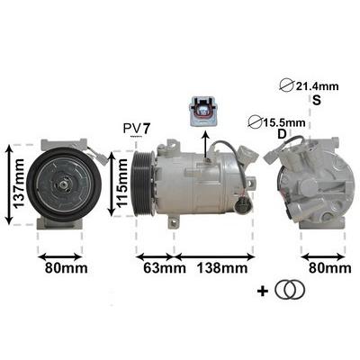 VAN WEZEL Kompressor, Klimaanlage 12V für RENAULT 7711497568 8200958328 4300K491