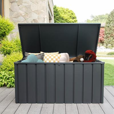 Outdoor Storage Deck Box Waterproof, Large Patio Storage Bin (Dark Gray)