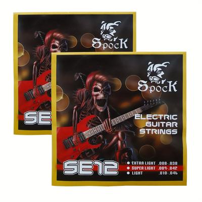 TEMU 2pcs -plated Guitar Strings, Steel Alloy Winding - & Durability, Se12 (09-42)