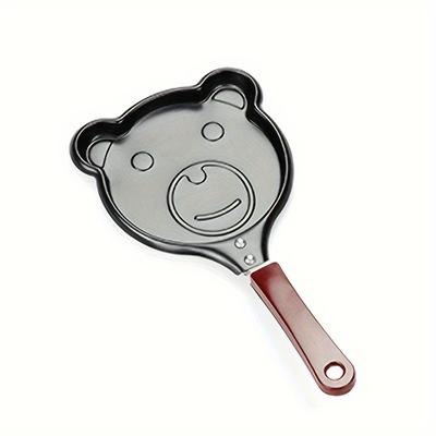 "TEMU 1pc " Breakfast" Bear Pattern Frying Pan, 13.97cm Cast Iron For Eggs & Pancakes - Hand Wash Only" Image