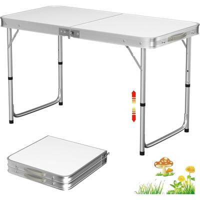 TEMU Portable Folding Table For Indoor And Outdoor Use, Aluminum, 120 X 60 X 70/62/55 Cm (height Adjustable), Picnic, Party, Camping, Nice Desk, To 50 Kg Image
