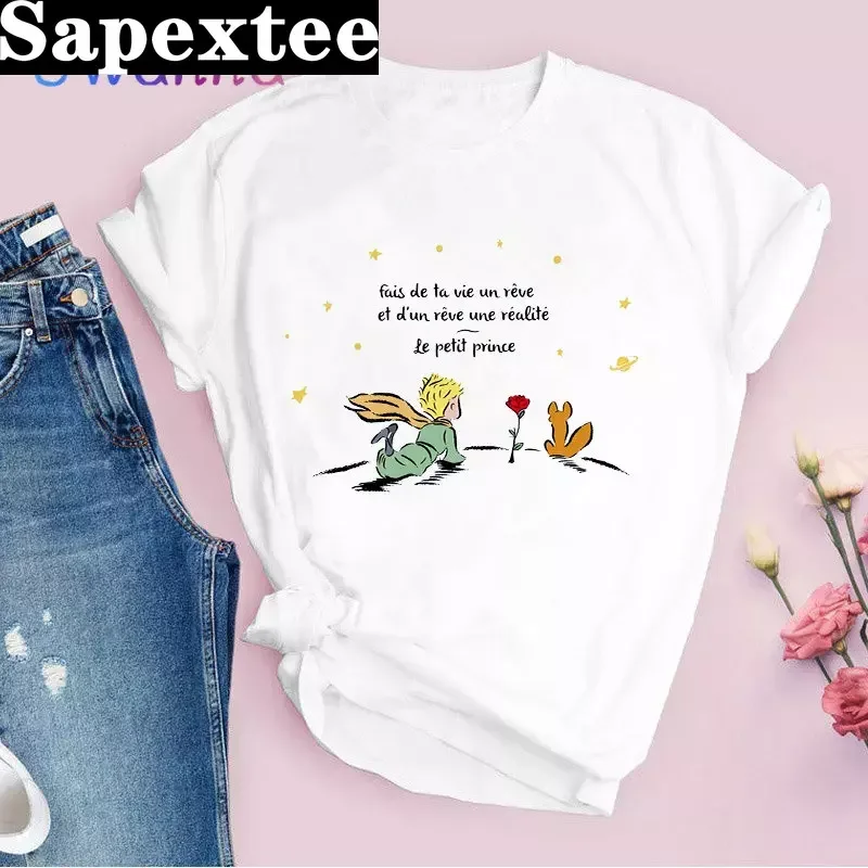 Kawaii arrivo Little Prince stampato T Shirt donna Cartoon manica corta Tshirt donna Harajuku signore magliette Casual Tee shirt