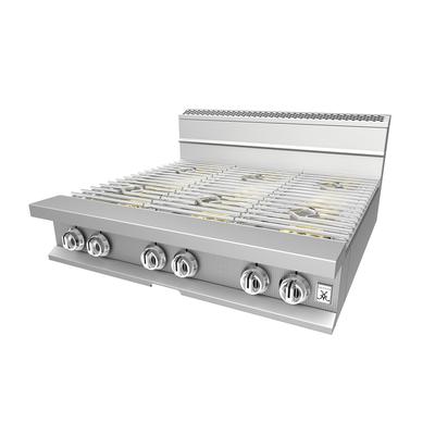 Hestan HOP366 LP 36" Gas Hotplate w/ 6 Burners & Manual Controls, Liquid Propane, Stainless Steel, Gas Type: LP