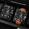 Lot de 2 montres de sport décontractées pour hommes, bracelet en cuir PU, montre multifonctionnelle pour les affaires et les loisirs, coffret cadeau idéal