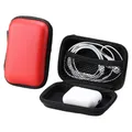 Mini custodia rigida per cuffie con cerniera Borsa per auricolari in pelle EVA Custodia protettiva per cavo USB Organizzatore per auricolari Accessori per scatole