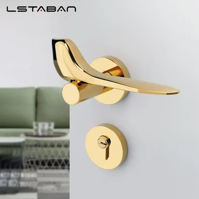 Gold Bird Modern Minimalist Split Door Lock Set Bedroom Interior Door Handle Door Lock Door Hardware