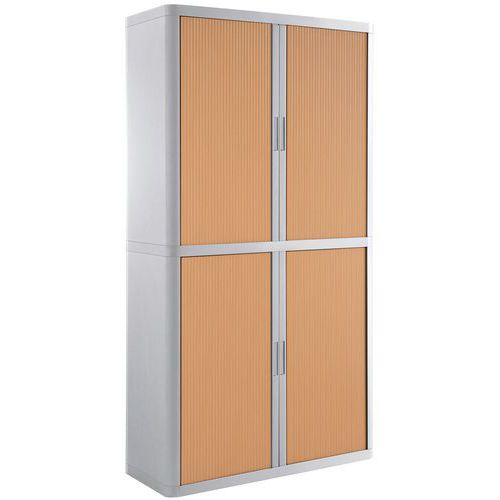 armoire ht. 204 cm corps blanc rideaux hêtre- manutan expert