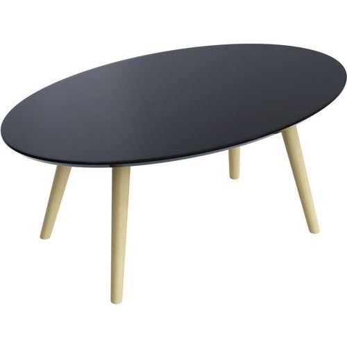 Table Basse Scandi 50x85 Cm Pied Hêtre Plateau Noir - Meet By Paperflow