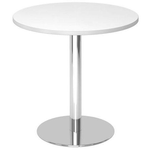 table de réunion ronde 80cm blanc/chromé