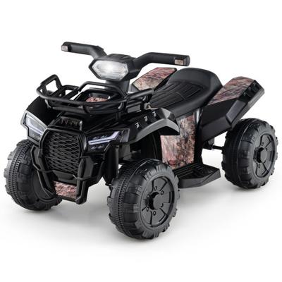 Costway 6V Kids ATV Quad Electric Ride On Car with LED Light and MP3-Solid Black