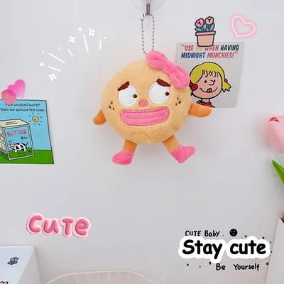 Creative Cartoon Funny Face Cookie Plush Doll Toys Keychain Backpack Pendant Cute Stuffed Biscuit