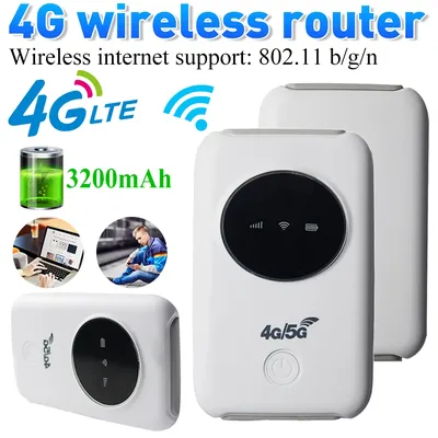 4G LTE USB WiFi Modem 300Mbps Unlocked 5G WiFi Micro SIM Card Slot Built in 3200MAh Wireless