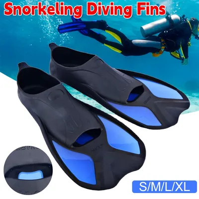 Unisex Snorkel Fins Swimming Flippers Short Silicone Scuba Diving Shoes Open Heel Adult Men Womens