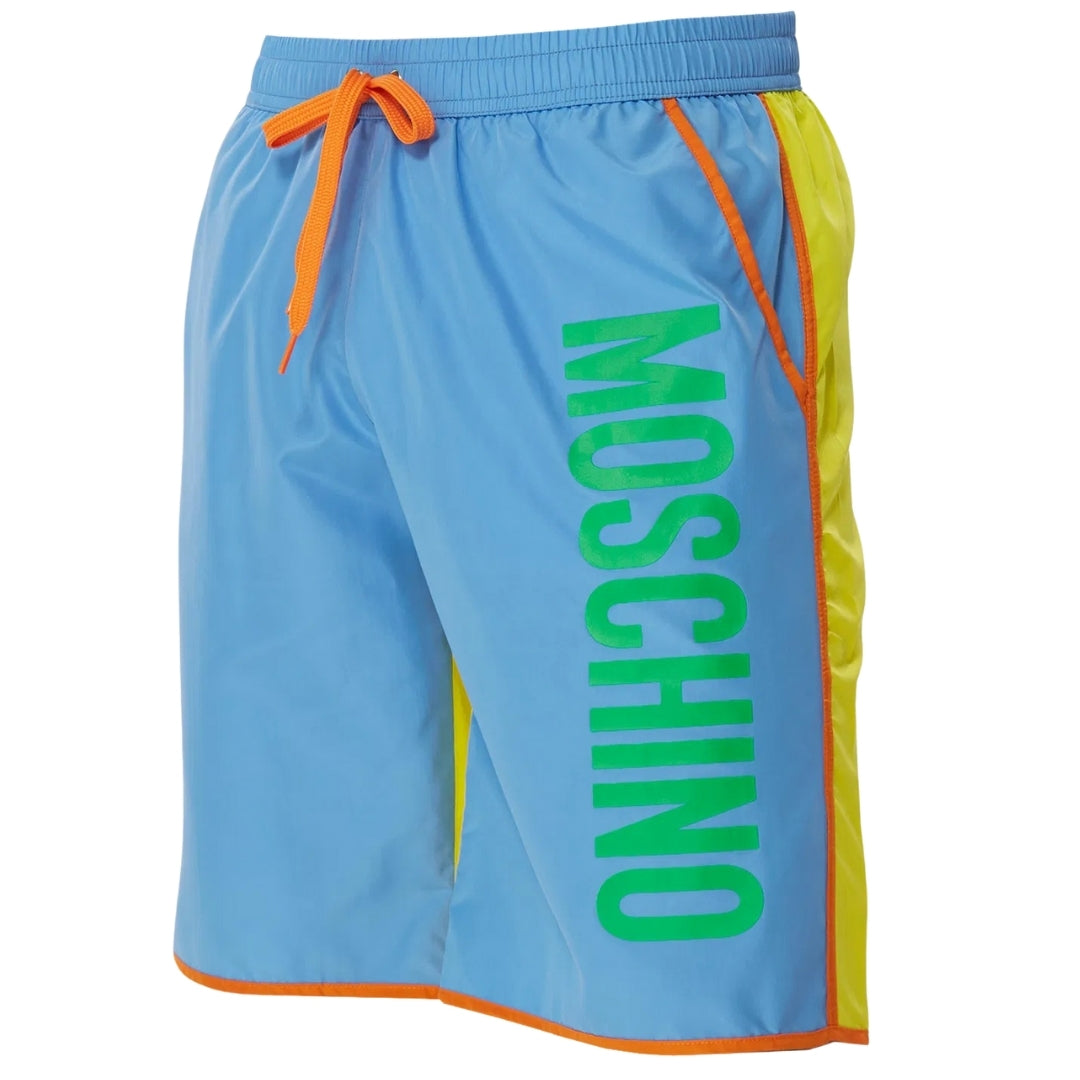 Blaue Badeshorts im Farbblockdesign von Moschino Image