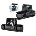 Videoregistratore per auto con 3 lenti, rilevamento del movimento, HD 1080p, registratore di guida per veicoli, sensore G, telecamera per auto, display LCD, visione notturna
