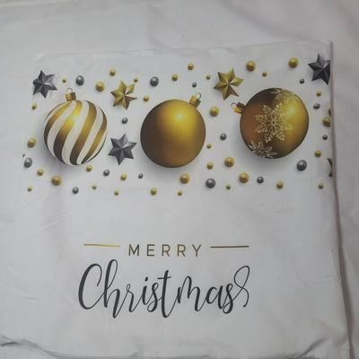 Ralph Lauren Holiday | Christmas Throw Pillow With Gold Ornaments Design & "Merry Christmas" Text | Color: Gold/White | Size: 16