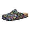 Clog LICO "Clog Bioline Clog Print", Gr. 37, schwarz, Synthetik, Schuhe