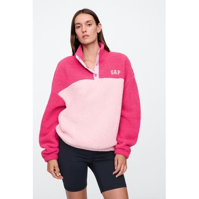 Gap Womens Pink Half Snap Sherpa Fleece - Pink