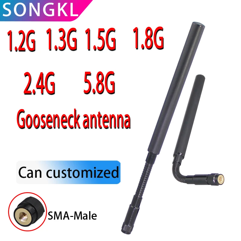 antenna impermeabile esterna NB/GSM/1.2G/1.3G/1.5G/1.8G/2.4G LTE/2.4/5.8G antenna flessibile ad alto guadagno NJ antenna a collo di cigno maschio