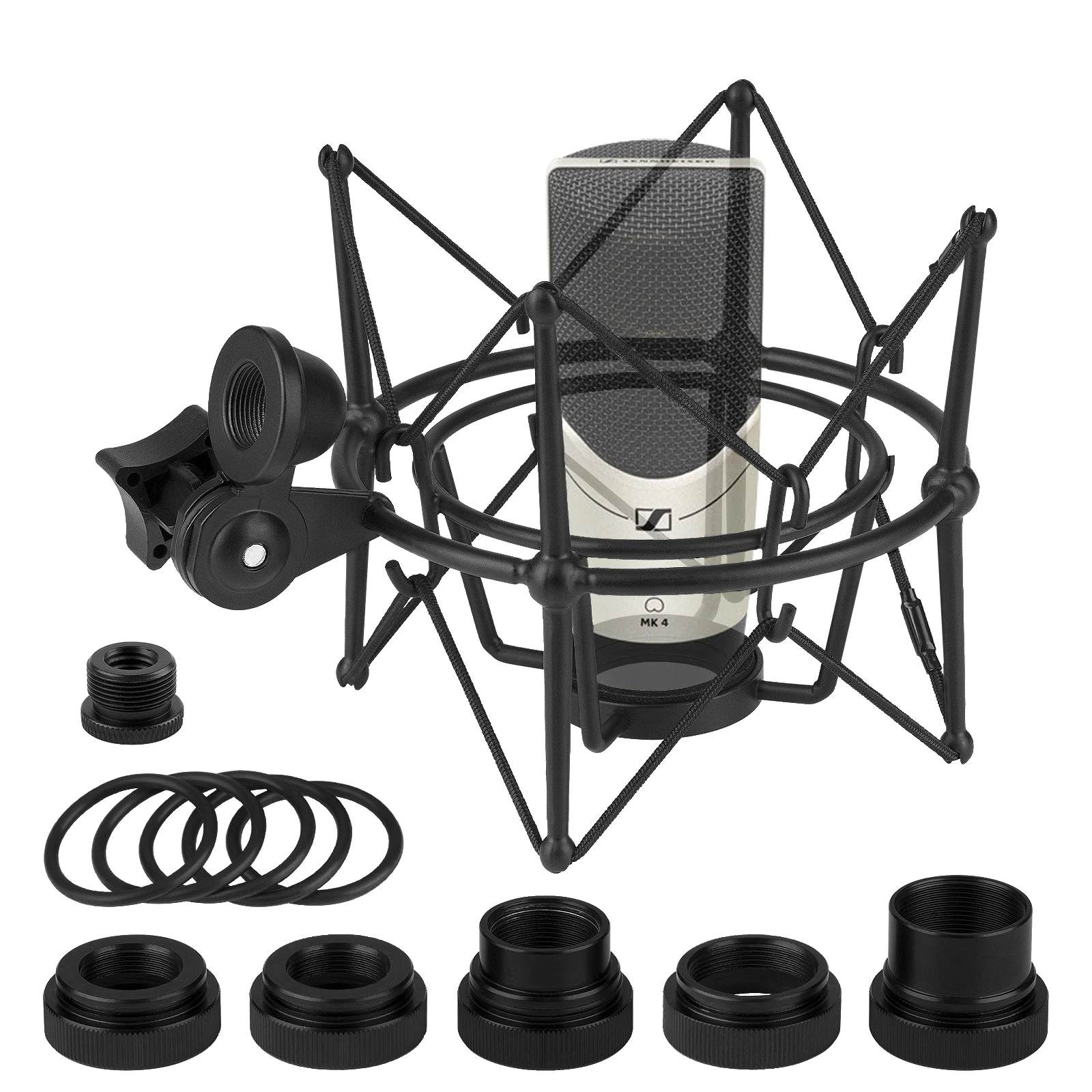 Supporto antiurto per microfono Geekria compatibile con Sennheiser MK4, MK8, TLM49, TLM103-MT, TLM107, supporto antiurto in metallo a forma di ragno