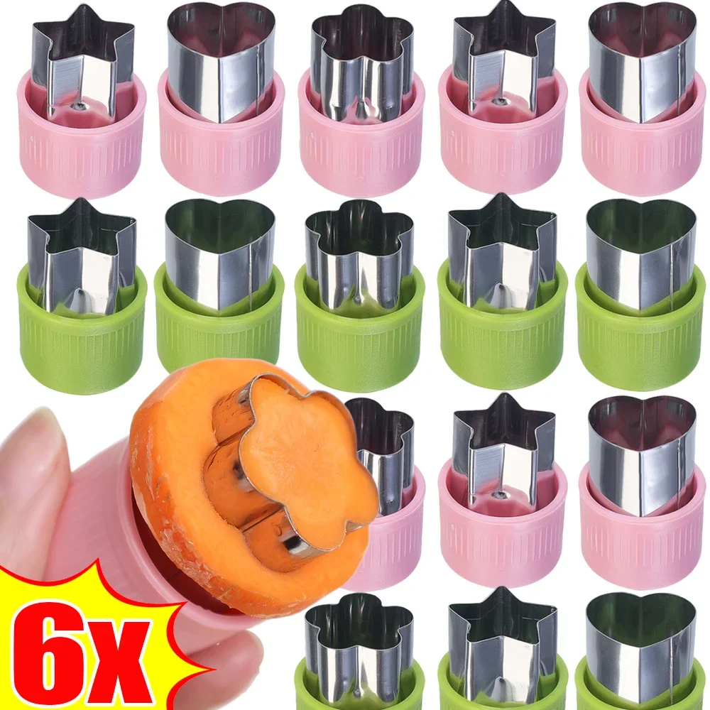 6/3PCS Gemüse Obst Präge Schneiden Form Neue Stern Herz Blume Form Edelstahl Cutter Kunststoff Griff Küche Gadgets