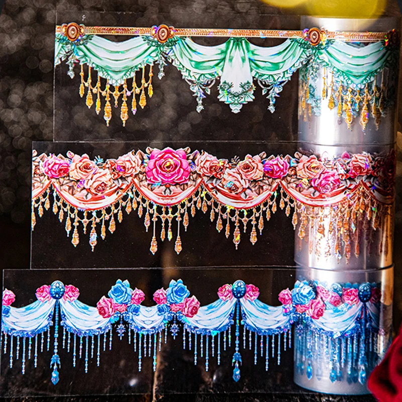 Mr. Paper 6 Style 1 Rolle/Beutel, wunderschönes Blumenvorhang-Thema, Landschaftsbau-Klebeband, DIY-Handbuch, Sammelalbum, Handyhülle, Fotorahmen, Kalender Image