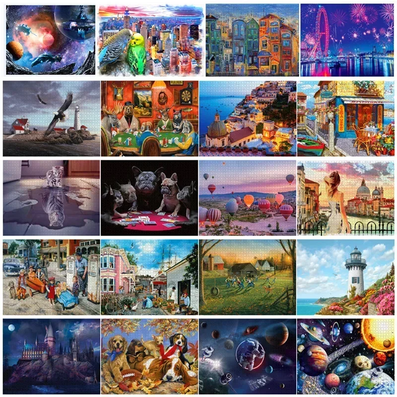 69 * 51 cm 1000 Teile Papierpuzzles Erwachsene Landschaft Ölgemälde Puzzles Dekorative Gemälde Verschiedene Stile zur Auswahl Image