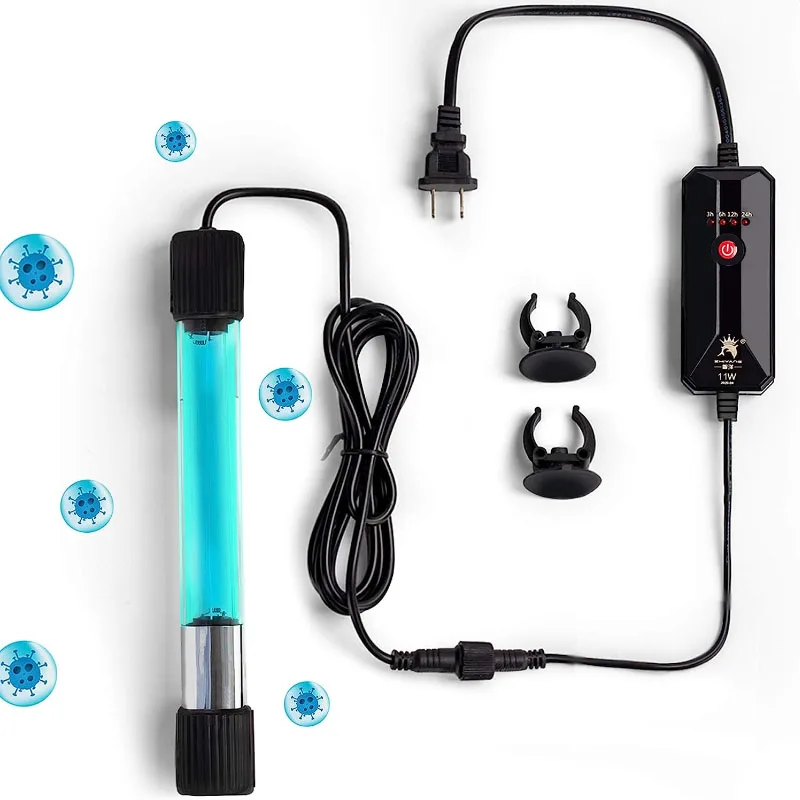 Aquarium-Reinigungslicht, UV-Desinfektionsmittel, Aquarium, Algenblüte, sauberes Licht mit Timer, tauchfähige wasserdichte Lampe für Aquarien Image