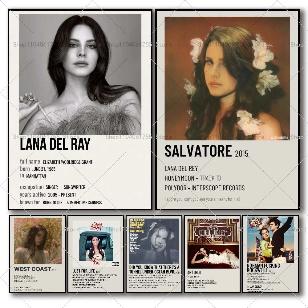 1pc Sängerin Lana del rey klassisches Musik album Poster selbst klebende Kunst wasserdichter Papier aufkleber Kaffeehaus Bar Zimmer Wand dekoration Image