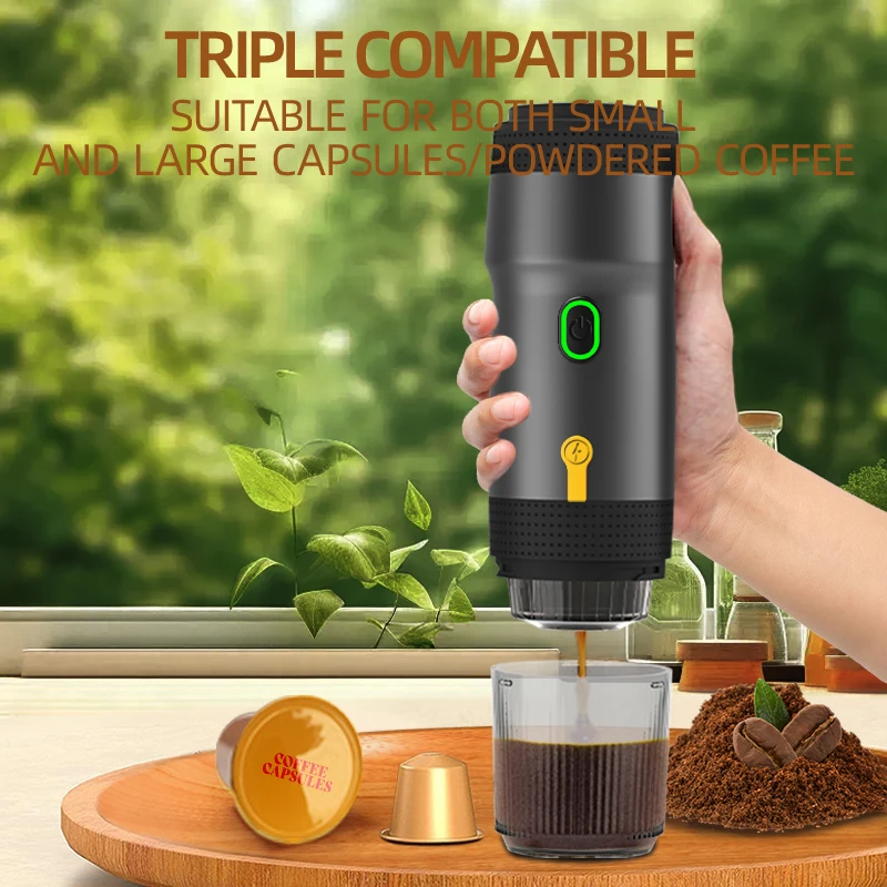 Tragbare vollautomatische Espresso-Kapsel-Kaffeemaschine für große und kleine Kapseln von Kaffeepulver, elektrische Kaffeemaschine Image