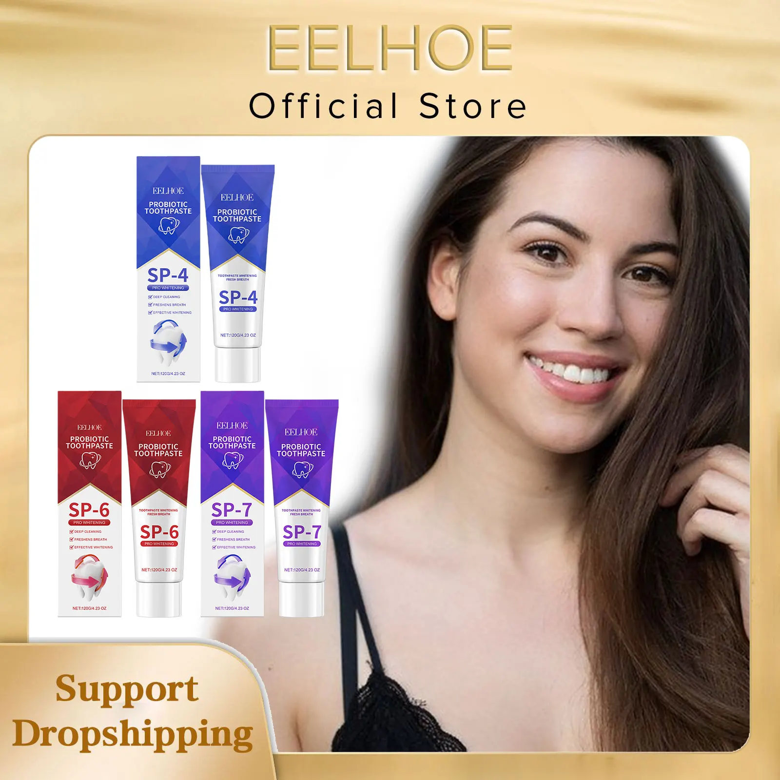 Sp 6, Zahnpasta, Aufhellung, Probiotika, Mundhygiene, Zahnreinigung, Zahnstein entfernen, Zahnreiniger, Plaque-Entferner, frischer Atem Image