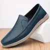 Echt leder Herren weiche Sohle lässig Business-Schuhe Kleid blau Slipper Business formelle