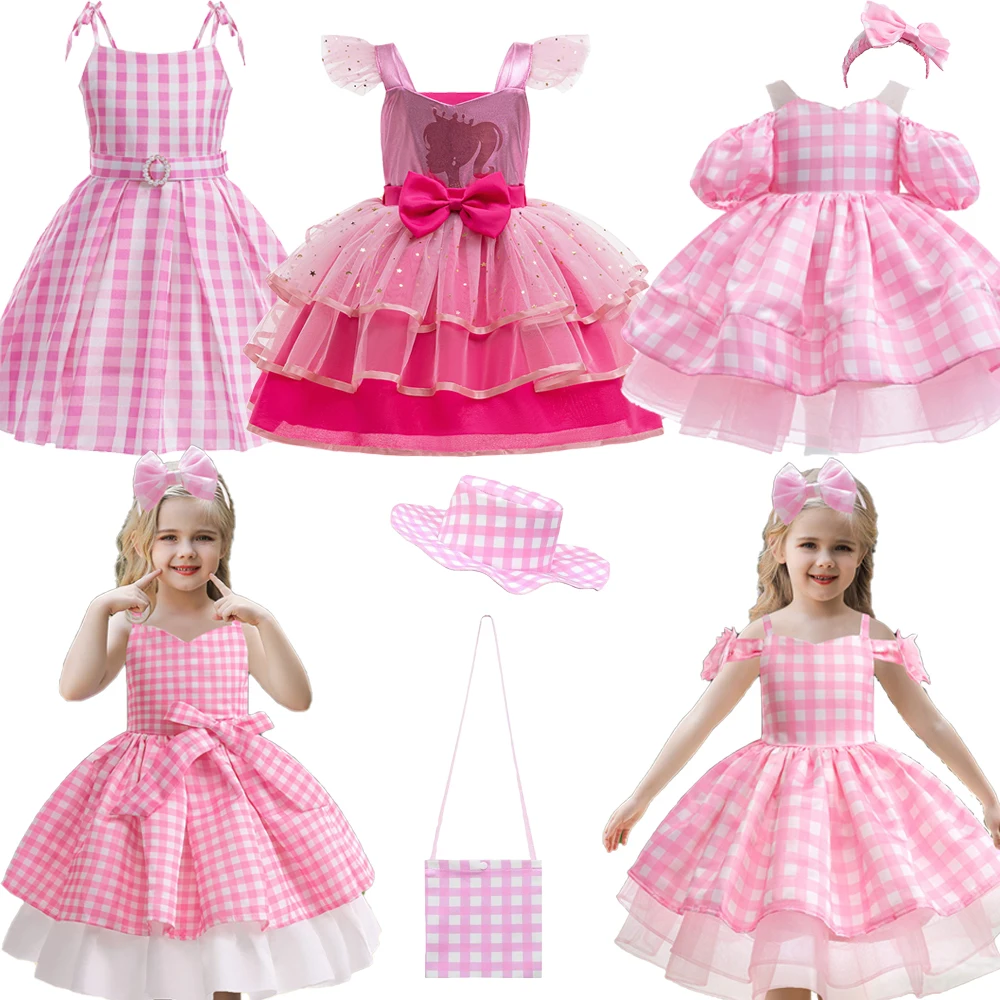 Rosa 3 stücke Prinzessin Kleid Für Mädchen Kinder Flauschigen Puppe Party Kleid Mädchen Luxus Tutu Geburtstag Kleider Ausgefallene Kleidung Belle tragen