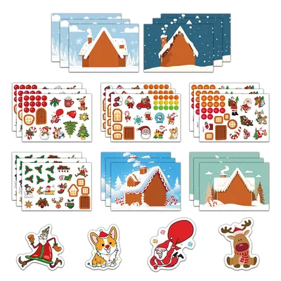 8PCS Weihnachten DIY Aufkleber Nette Weihnachten Thema Konto Material Telefon Fall Laptop Gepäck Image