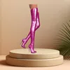 Rosa Patent Leder Lange Stiefel Solide Dame Sexy Schuhe Stilettos Ferse Hohe Ferse Schuhe für Frauen
