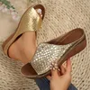 Damen Sandalen schwarz Gold Silber Keil Plateaus chuhe für Frauen plus Größe 36-43 Retro dicken Boden Gladiator Schuhe Hausschuhe Frauen