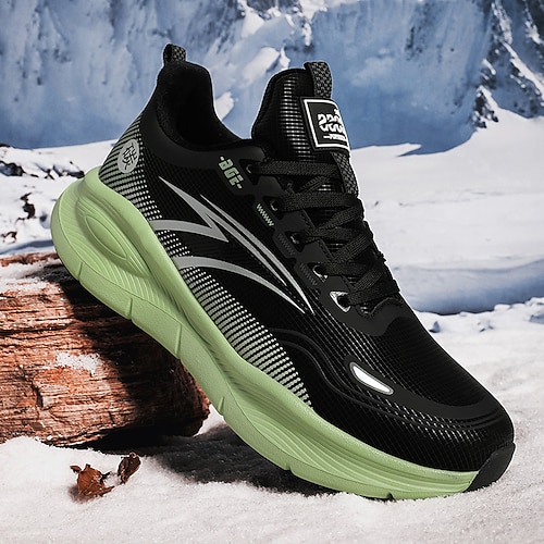 Warm gefütterte Laufsneaker für Herren, leichte, gepolsterte Sportschuhe mit Schnürung für Wintersport im Freien und den Alltag Image