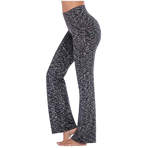 Damen Yogahose Seitentaschen Schlaghose Gesäßtasche Po-Lifting 4-Wege-Stretch Atmungsaktiv Mittlere Hüfthöhe Pilates Fitnesstraining Laufen Strumpfhosen Marineblau Schwarz Weiß Winter Sport Image