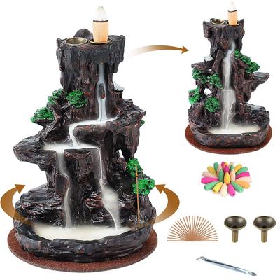 TEMU Spacekeeper Ceramic Resin Backflow - Waterfall Design With 120 Cones & 30 Sticks, Yoga & Home Decor