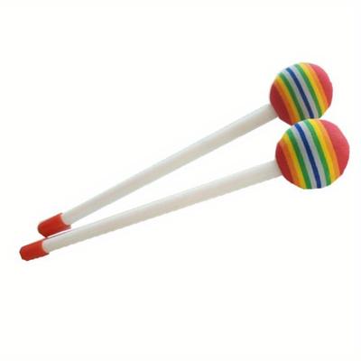 TEMU [popular ] Rainbow Ball Drum Set With , Plastic Lollipop-shaped Drumsticks, White/red - Percussion Instrument Toy