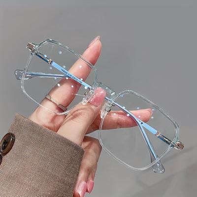 TEMU Ultra-thin Clear Plastic Frames For Gender-neutral Chic Glasses Image